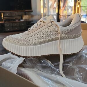 Dolce Vita Cream Woven Platform Sneakers